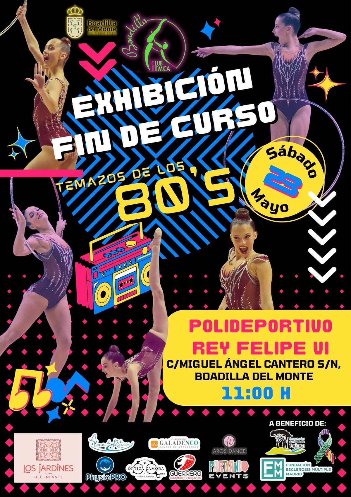 Cartel de la exhibición de fin de curso con temazos de los 80, 23 de mayo