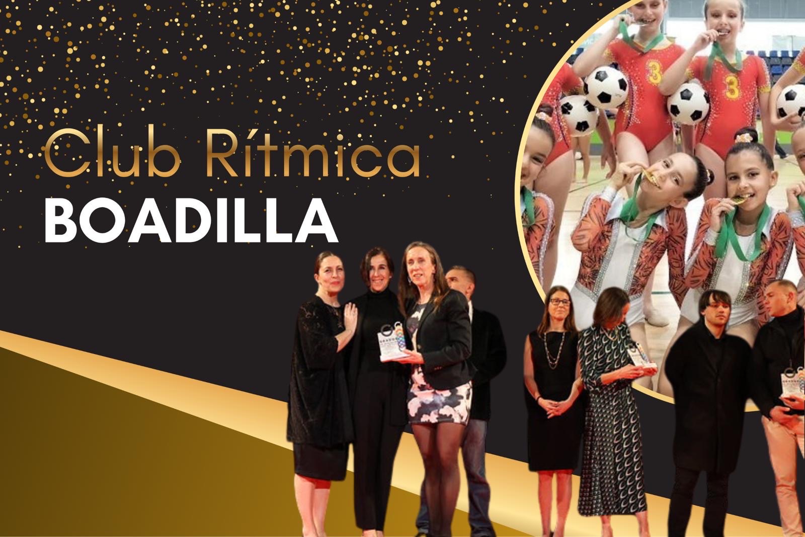 El equipo del Club Rítmica Boadilla en el photocall de la gala del X Aniversario de los Grados de Evolución Deportiva